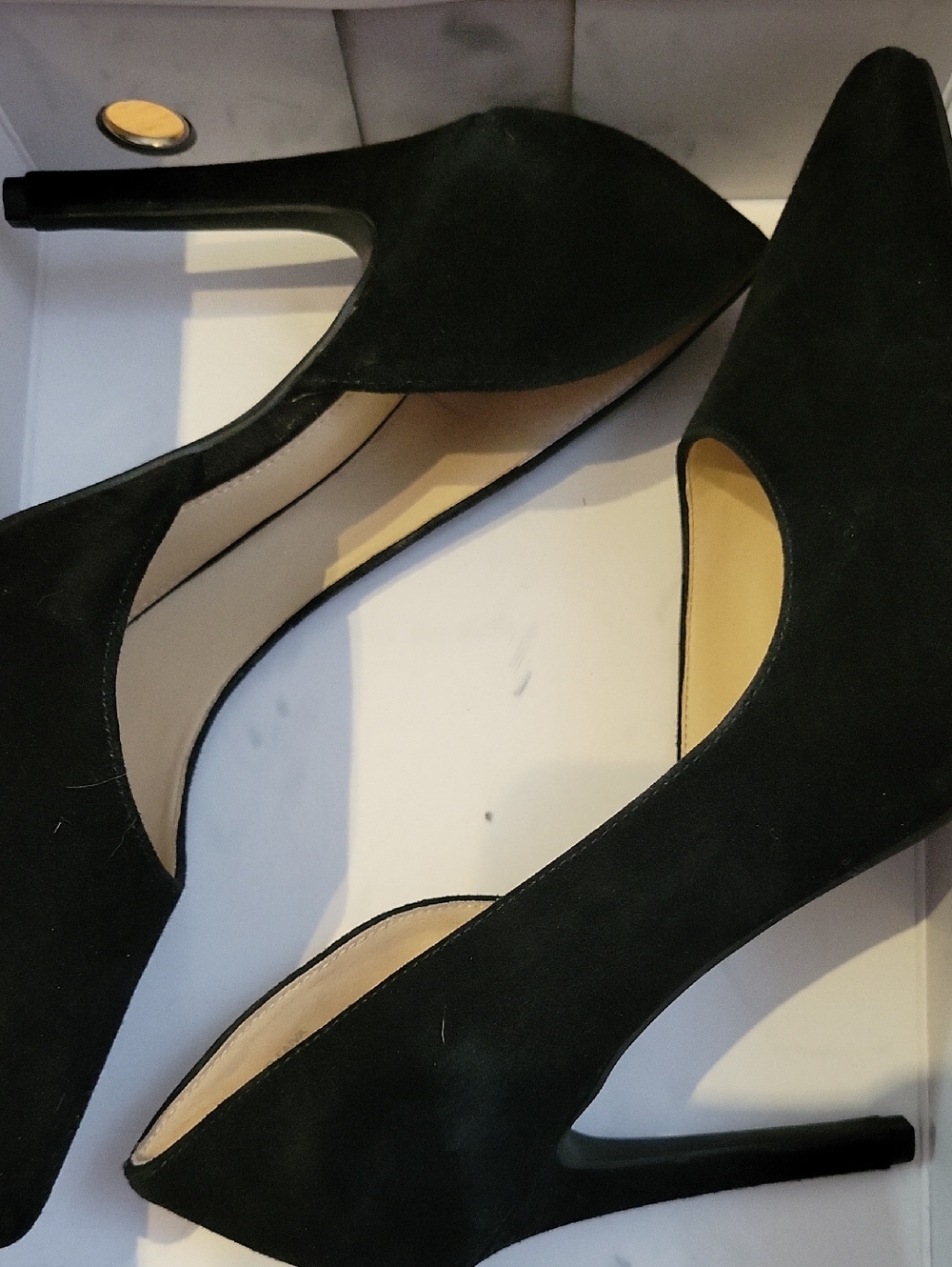 Vince Camuto Black Suede D'Orsay Pointed Toe Heels